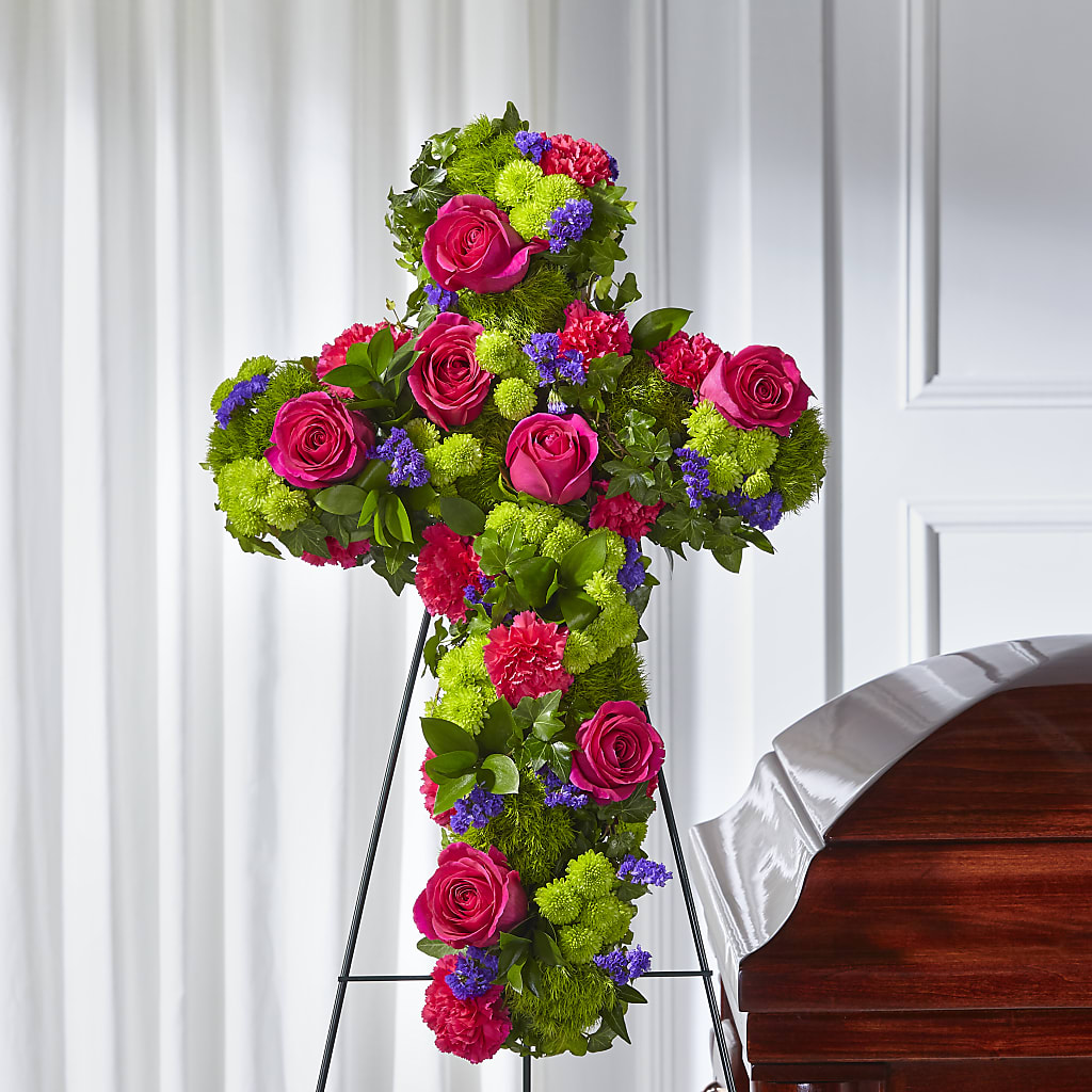 Tribute Rose Floral Cross – Dallas House Of Flowers, Dallas TX