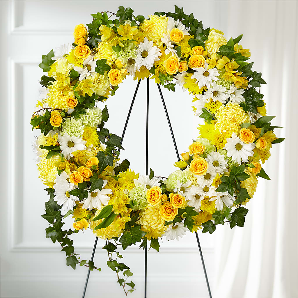 Golden Remembrance Wreath – Dallas House Of Flowers, Dallas TX