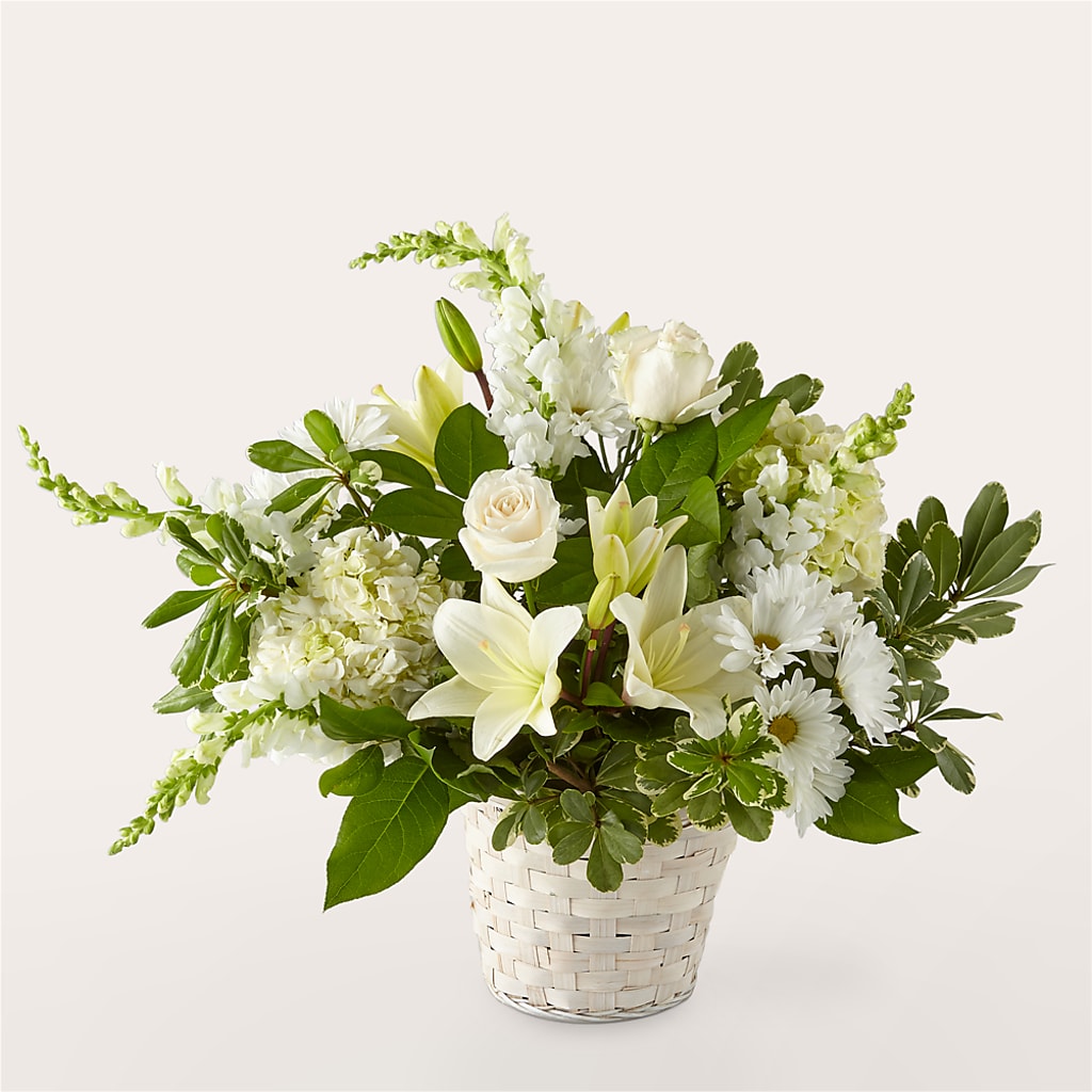 Ivory Elegance Floral Basket – Dallas House Of Flowers, Dallas TX
