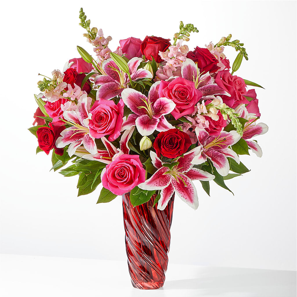 Always You Bouquet with Luxe Swirl Vase – Dallas House Of Flowers, Dallas TX