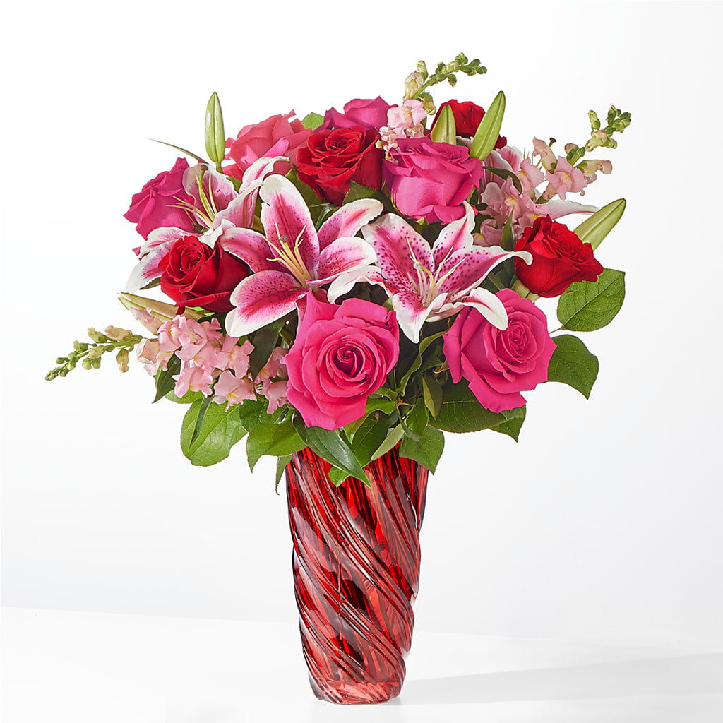 Always You Bouquet with Luxe Swirl Vase – Dallas House Of Flowers, Dallas TX