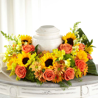 Faithful Sunflower Cremation Adornment –  Dallas House Of Flowers, Dallas TX