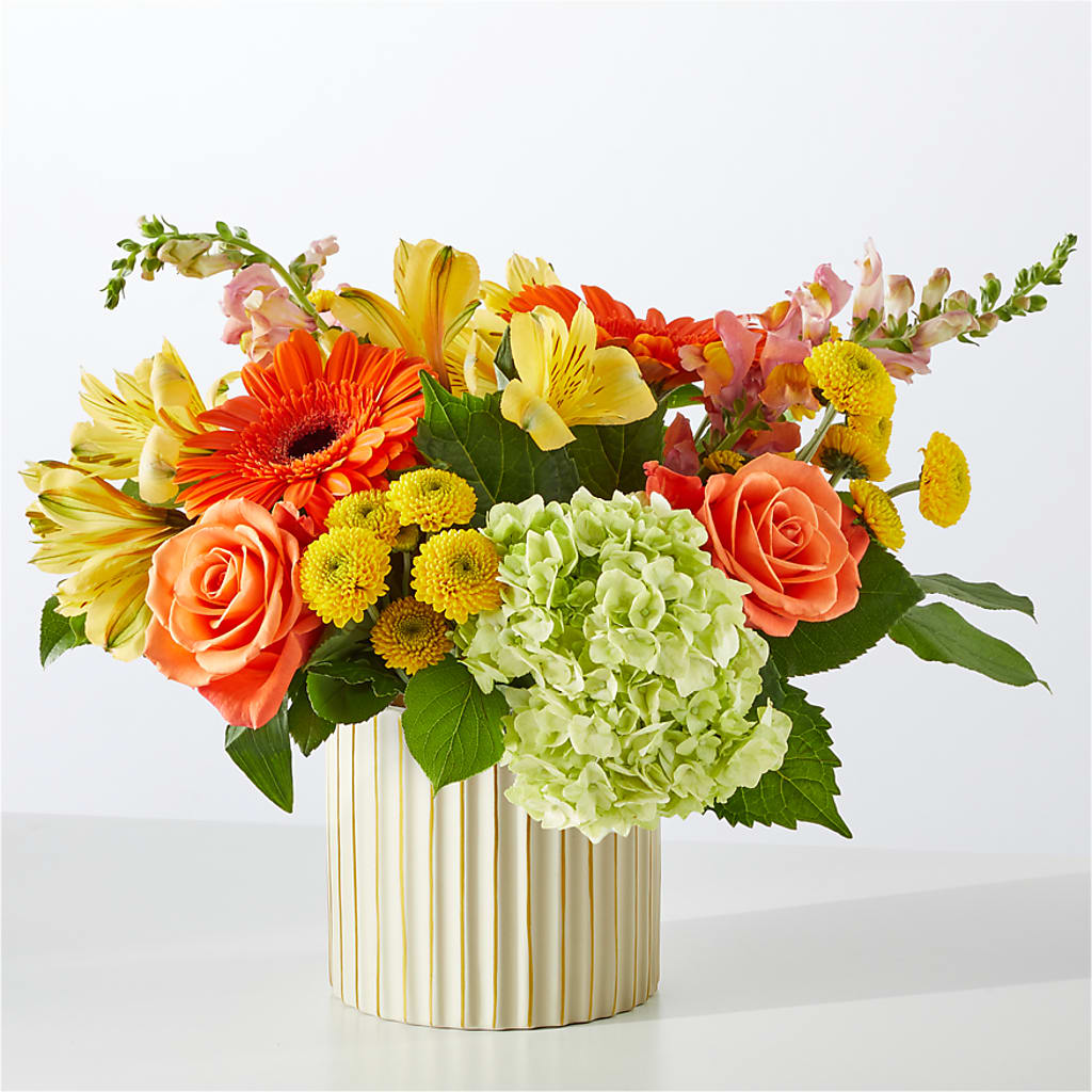 Autumn Sunshine Bouquet with Ivory Vase –  Dallas House Of Flowers, Dallas TX