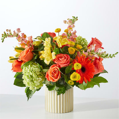 Autumn Sunshine Bouquet with Ivory Vase –  Dallas House Of Flowers, Dallas TX