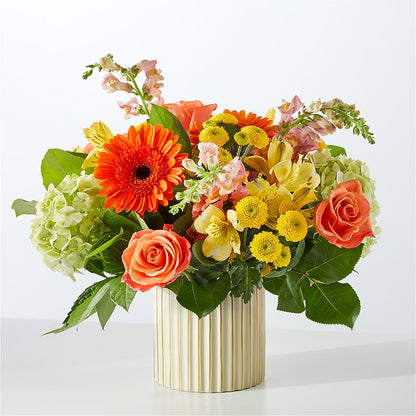 Autumn Sunshine Bouquet with Ivory Vase –  Dallas House Of Flowers, Dallas TX