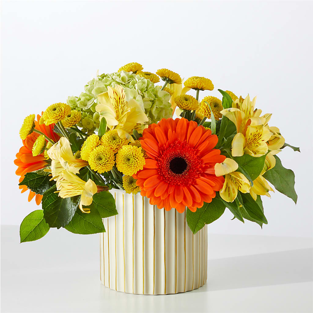Autumn Sunshine Bouquet with Ivory Vase –  Dallas House Of Flowers, Dallas TX